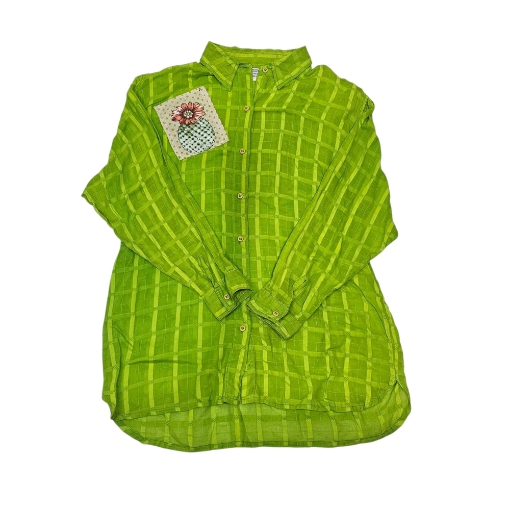 ENDLESS Summer. Vibrant Green Checkered Button-Up Shirt